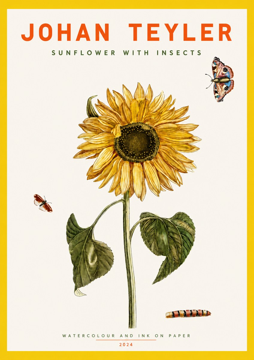 Johan Teyler Sunflower with Insects No2 - Poster