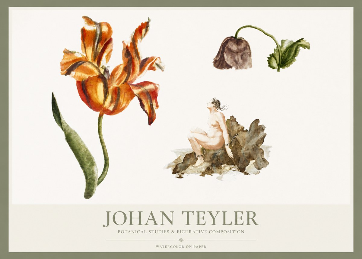 Johan Teyler Botanical Studies & Figurative Composition No1 - Poster