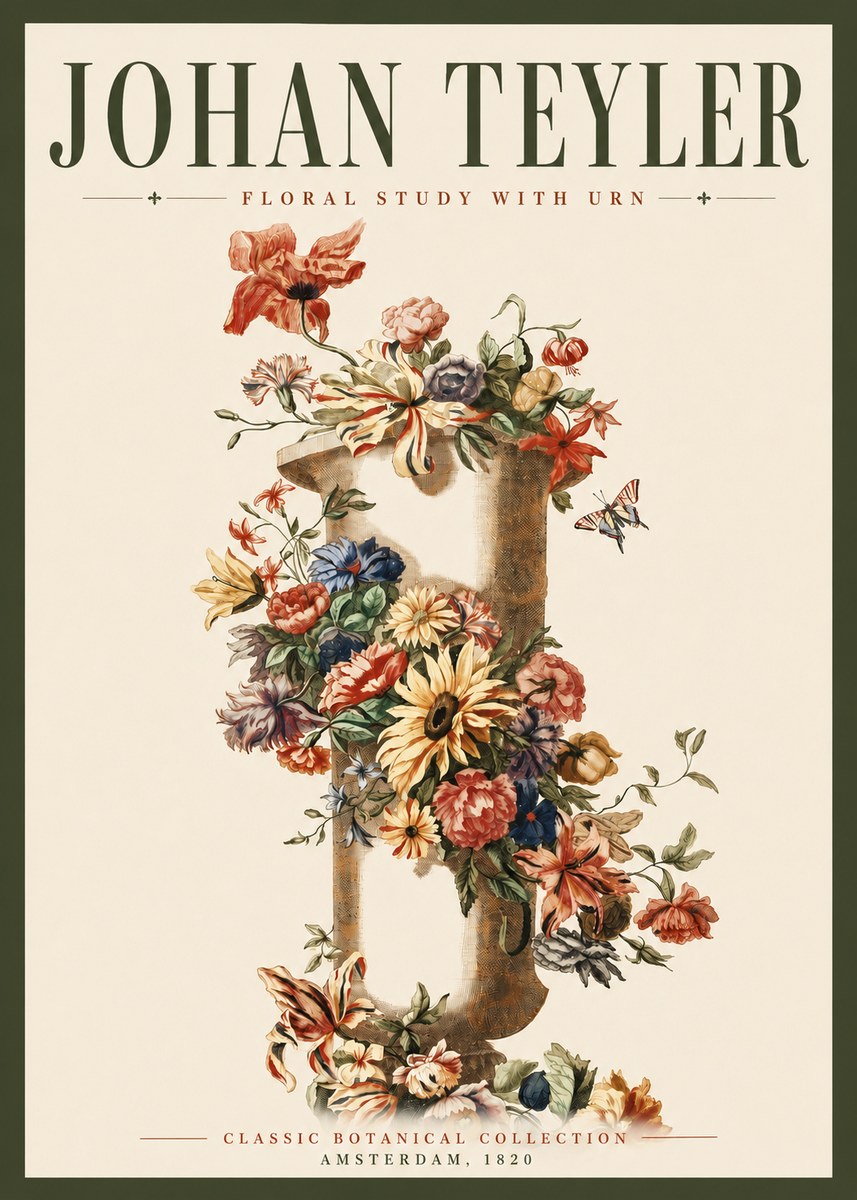 Johan Teyler Floral Study with Urn No3 - Poster