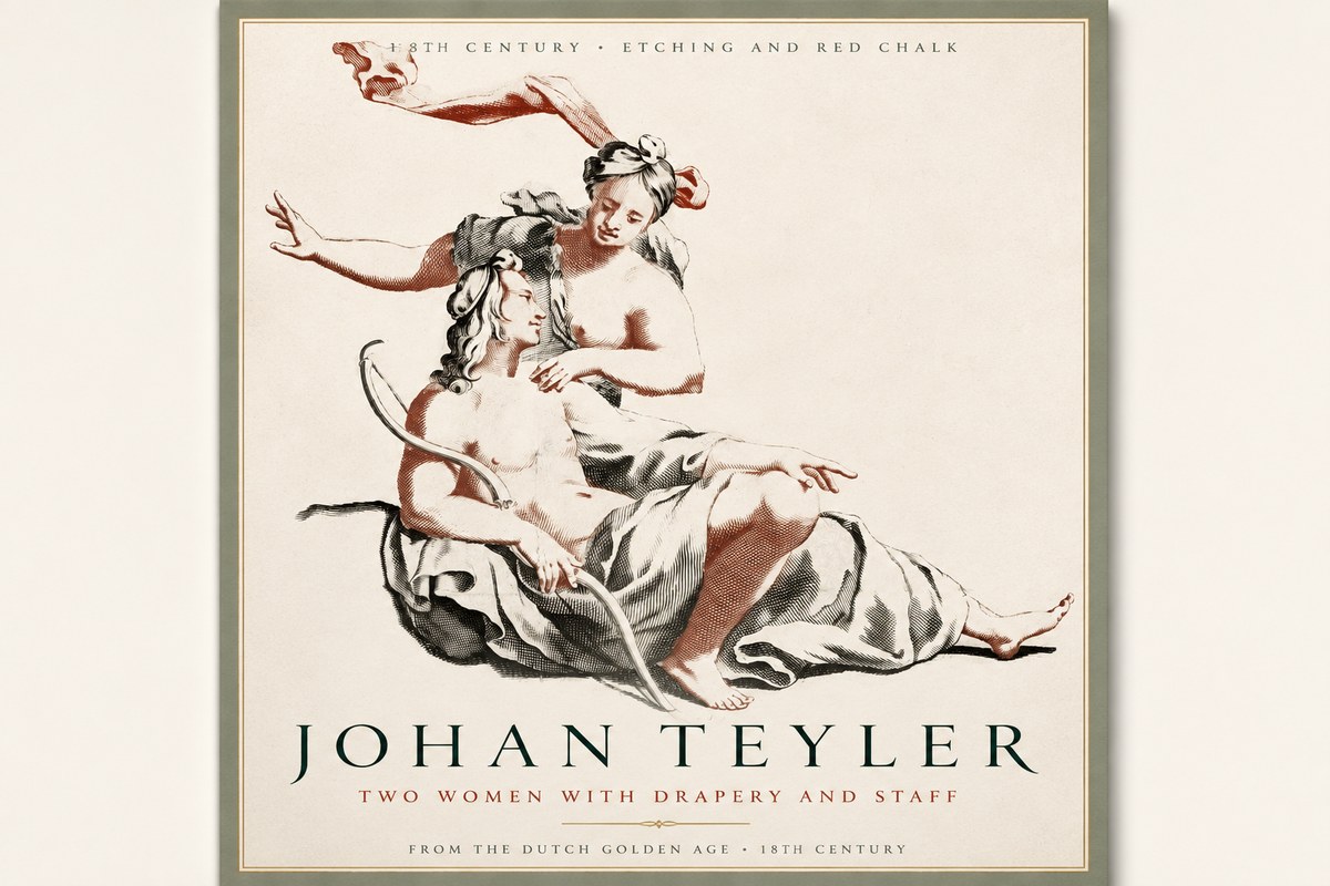 Johan Teyler Two Women with Drapery and Staff No3 - Poster
