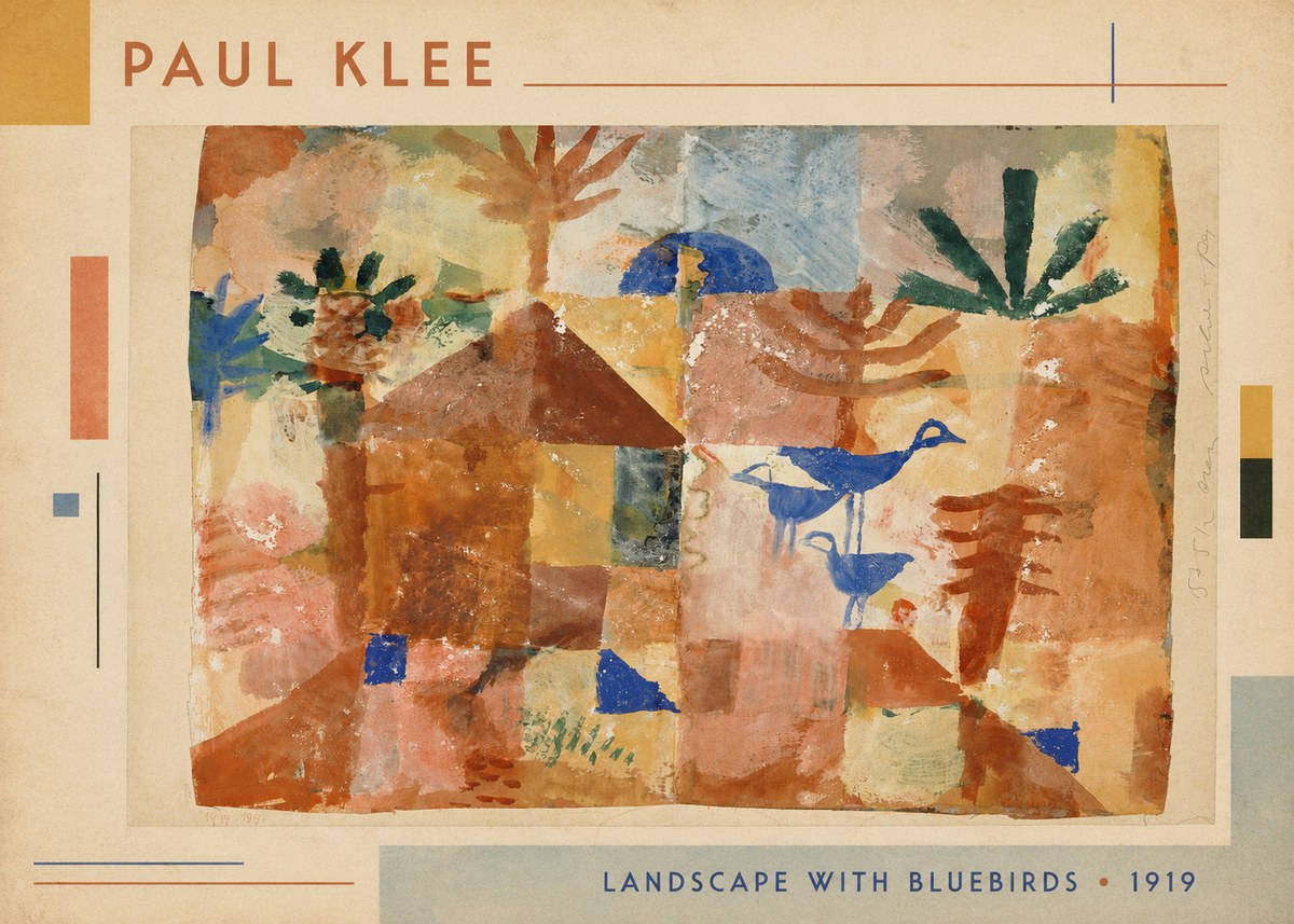 Paul Klee Landscape with Bluebirds No1 - Poster
