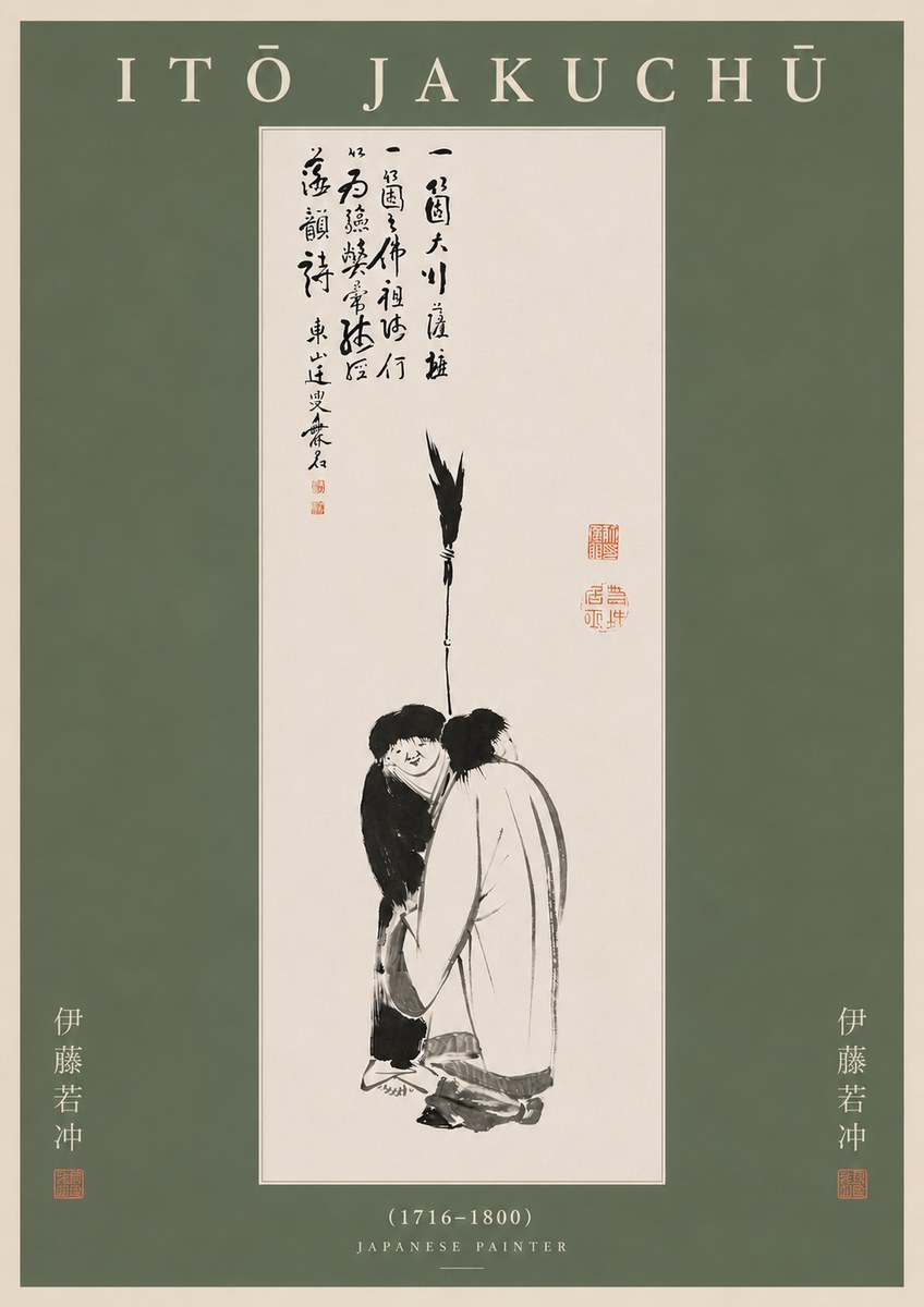 Itō Jakuchū Two Figures Holding a Staff No5 - Poster