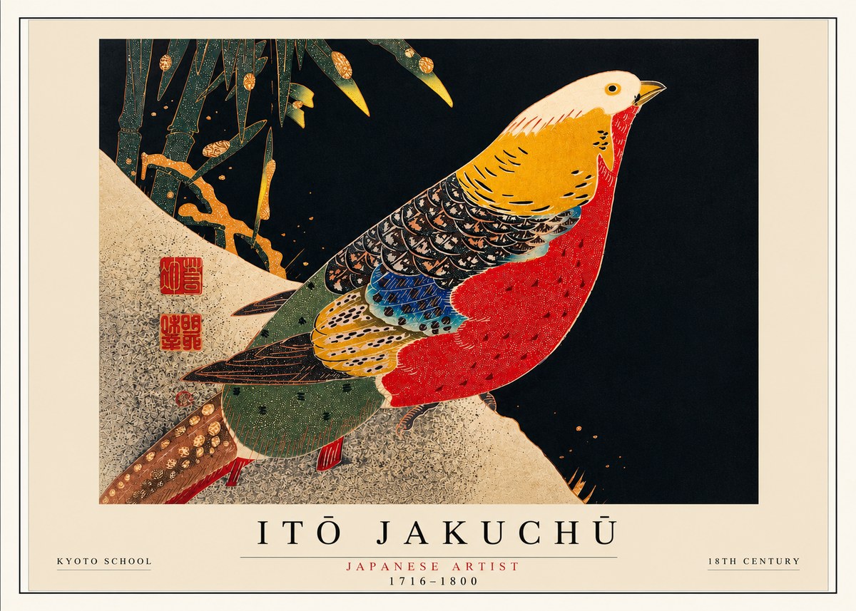 Itō Jakuchū Golden Pheasant and Bamboo No3 - Poster