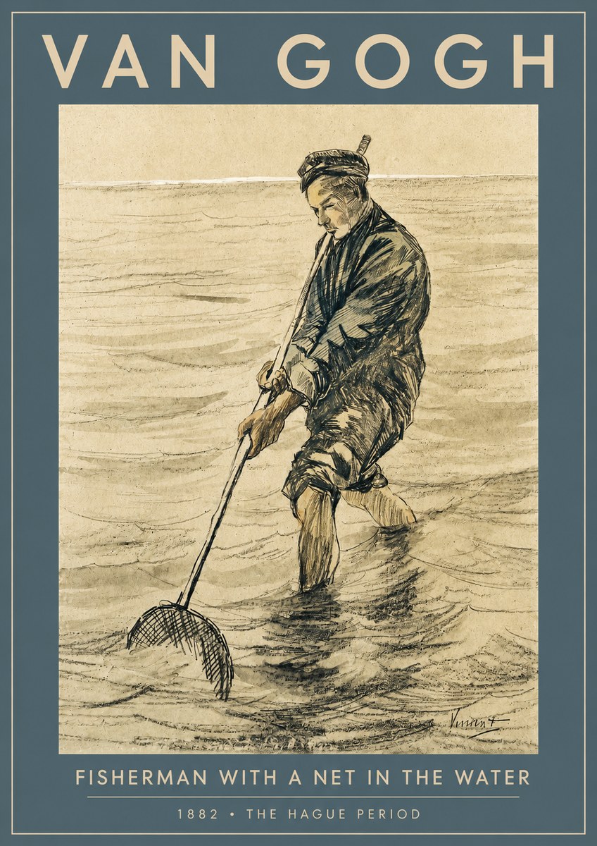 Van Gogh Fisherman with Net No3 - Poster
