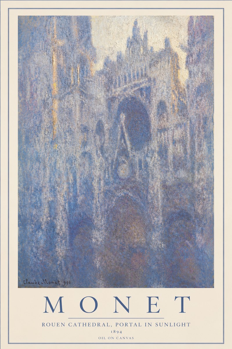 Monet Rouen Cathedral, Portal in Sunlight No4 - Poster