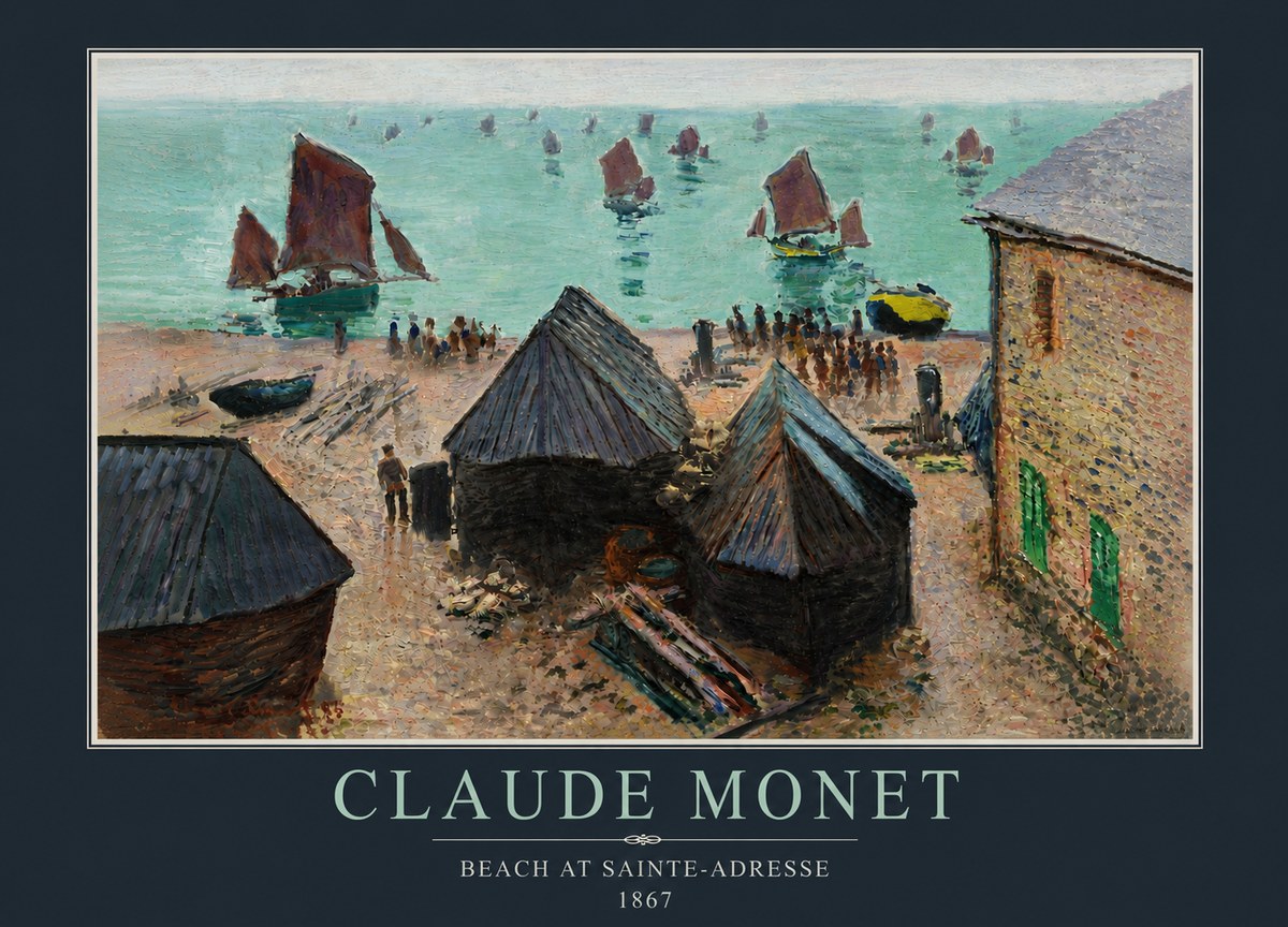 Monet Beach at Sainte-adresse No5 - Poster