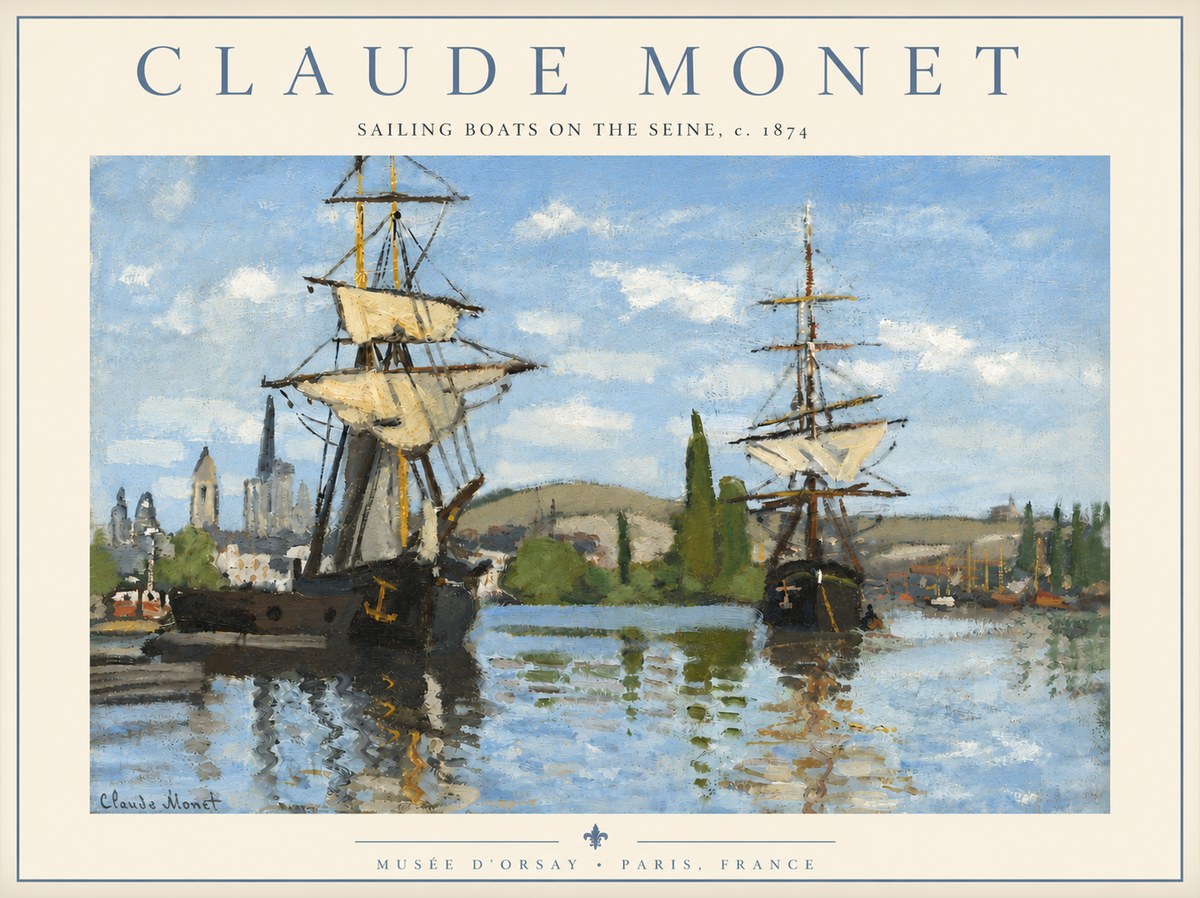 Monet Sailing Boats on the Seine No4 - Poster