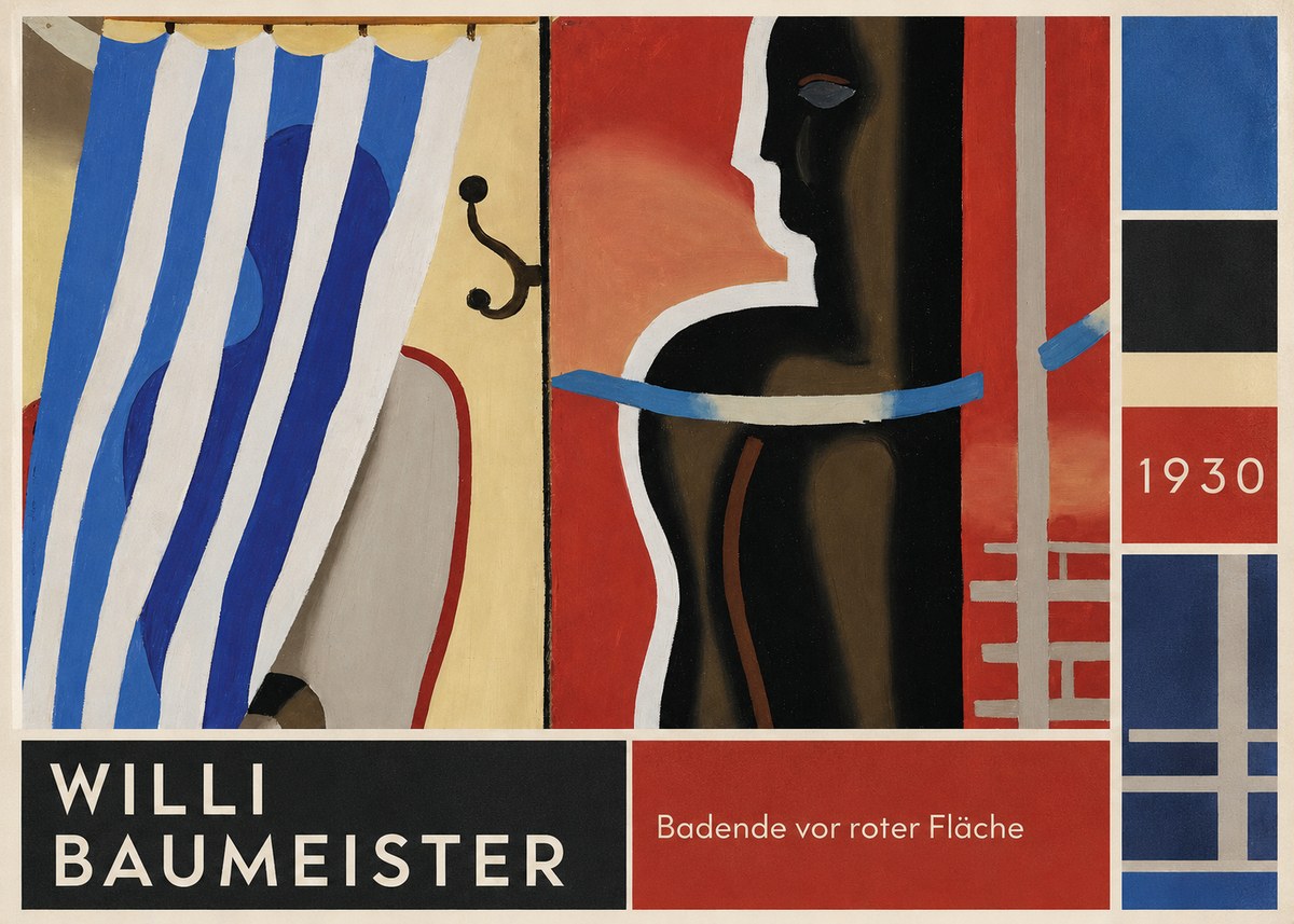 Willi Baumeister Badende Vor Roter Fläche No6 - Poster