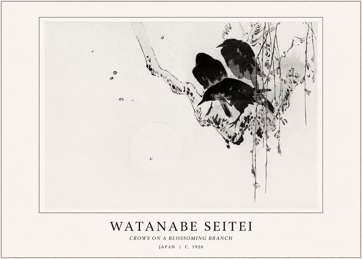 Watanabe Seitei Crows on a Blossoming Branch No1 - Poster