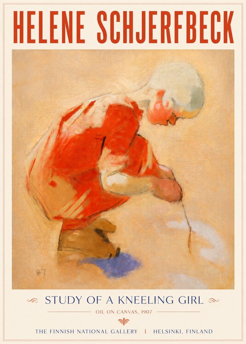 Helene Schjerfbeck Study of a Kneeling Girl No5 - Poster