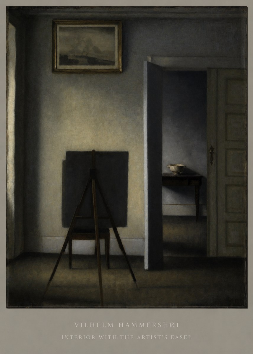 Vilhelm Hammershøi Interior with the Artist's Easel I No6 - Poster