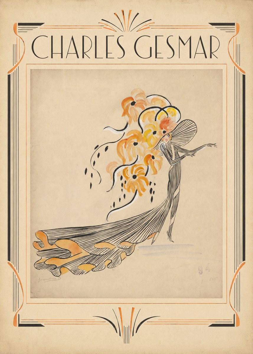 Charles Gesmar Lady with Floral Headdress No1 - Poster
