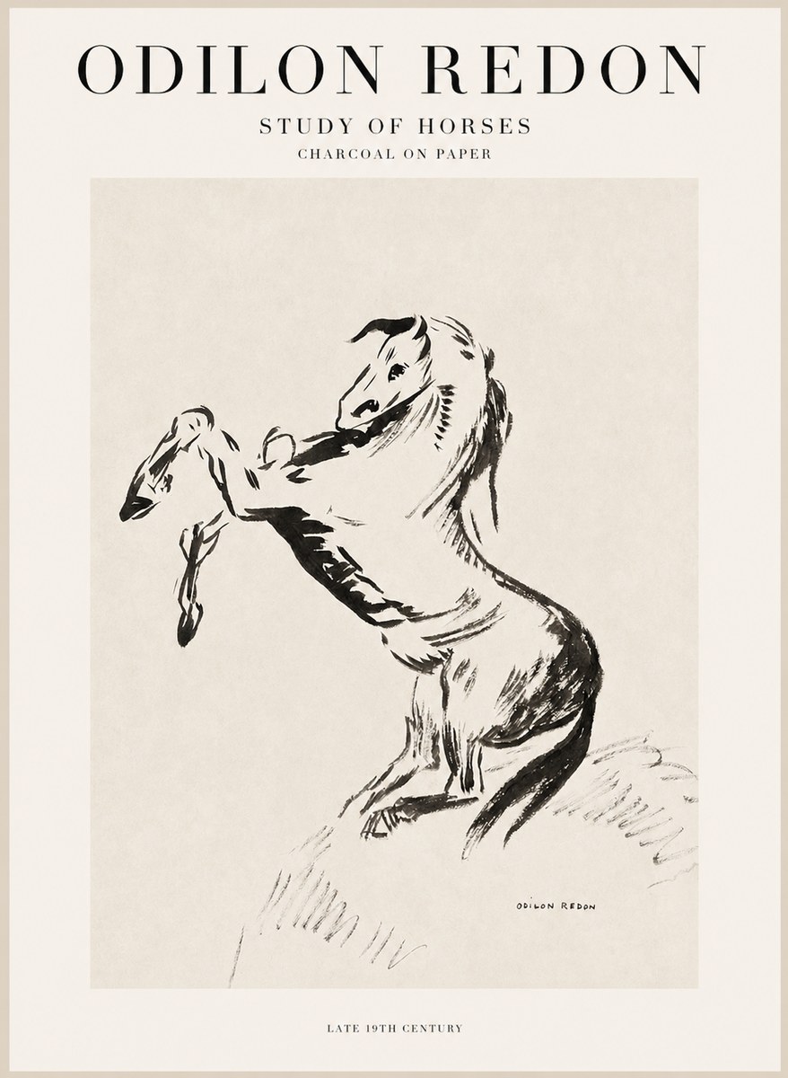 Odilon Redon Study of Horses No1 - Poster