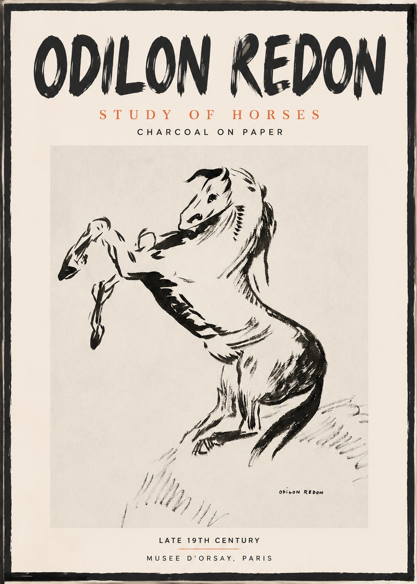 Odilon Redon Study of Horses No2 - Poster