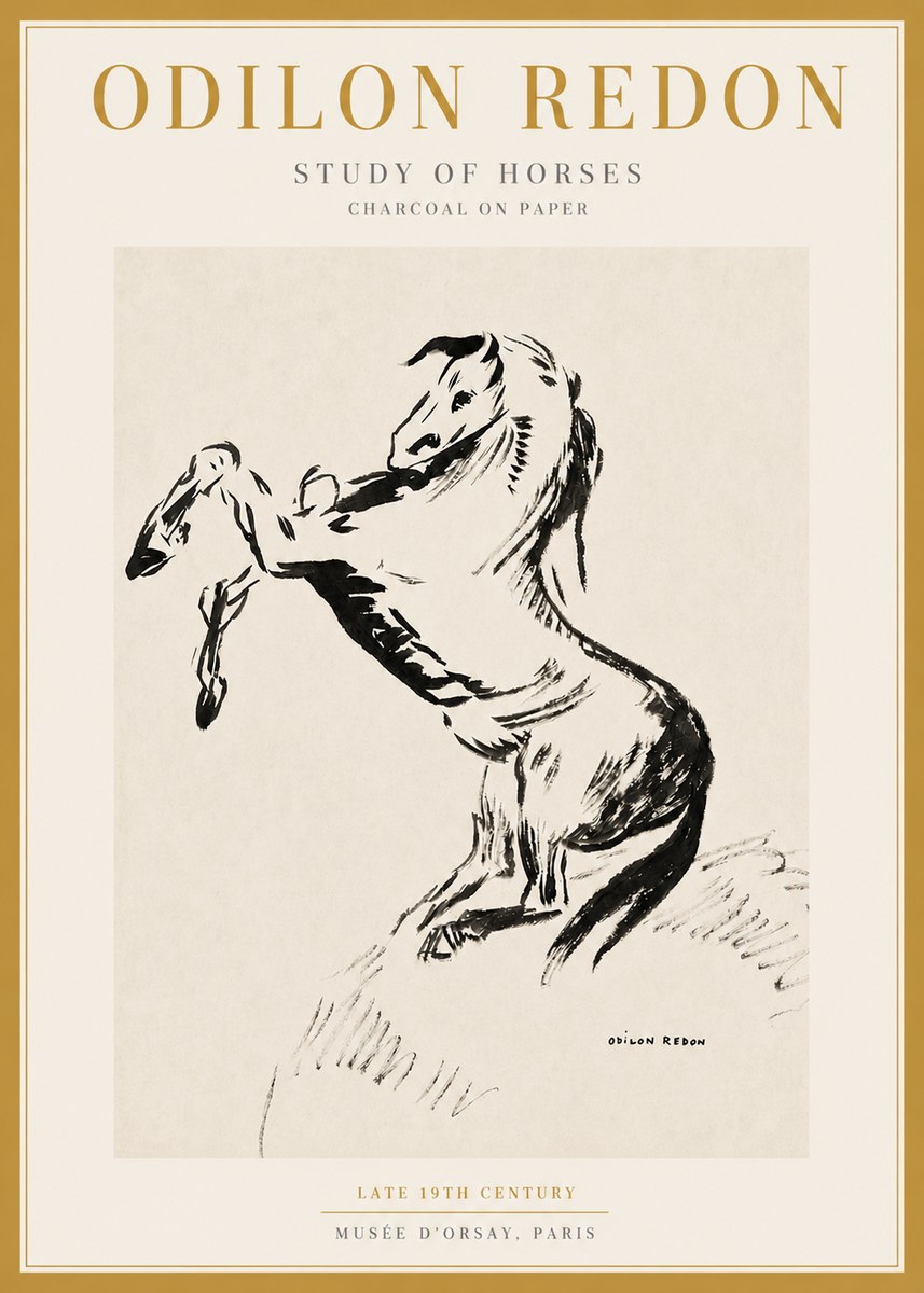 Odilon Redon Study of Horses No3 - Poster
