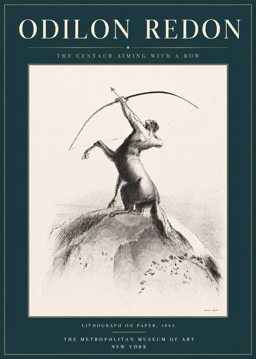 Odilon Redon The Centaur Aiming with a Bow No4 - Poster