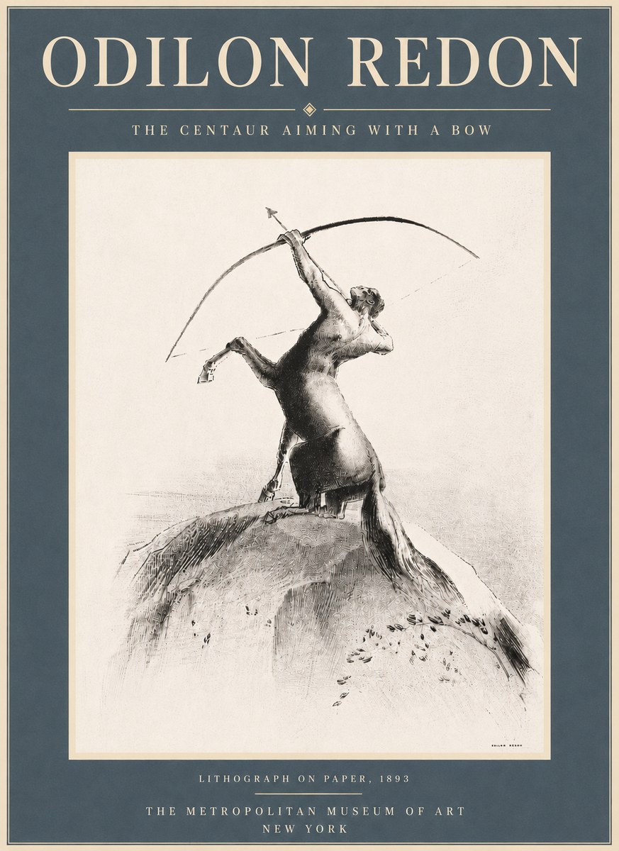 Odilon Redon The Centaur Aiming with a Bow No6 - Poster