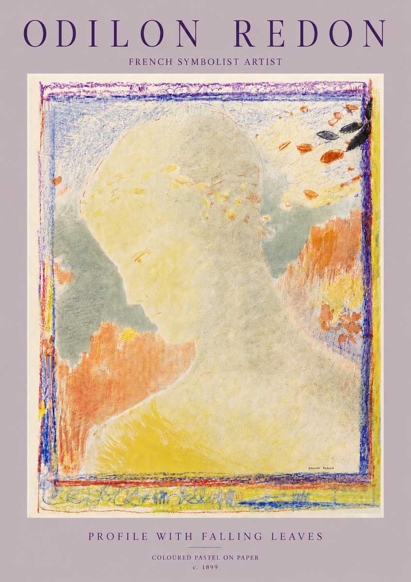 Odilon Redon Profile with Falling Leaves No5 - Poster