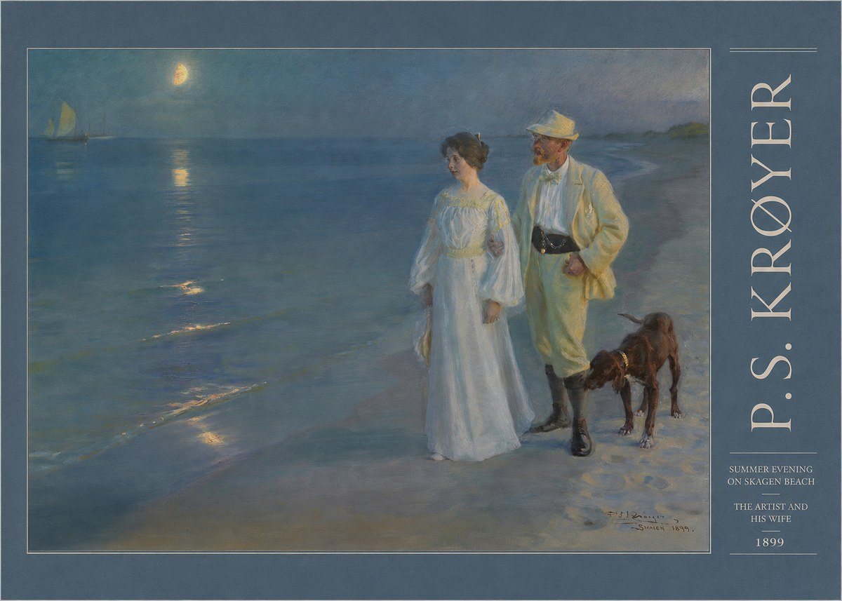 P.S. Krøyer Summer Evening on Skagen Beach — the Artist and His Wife No3 - Poster