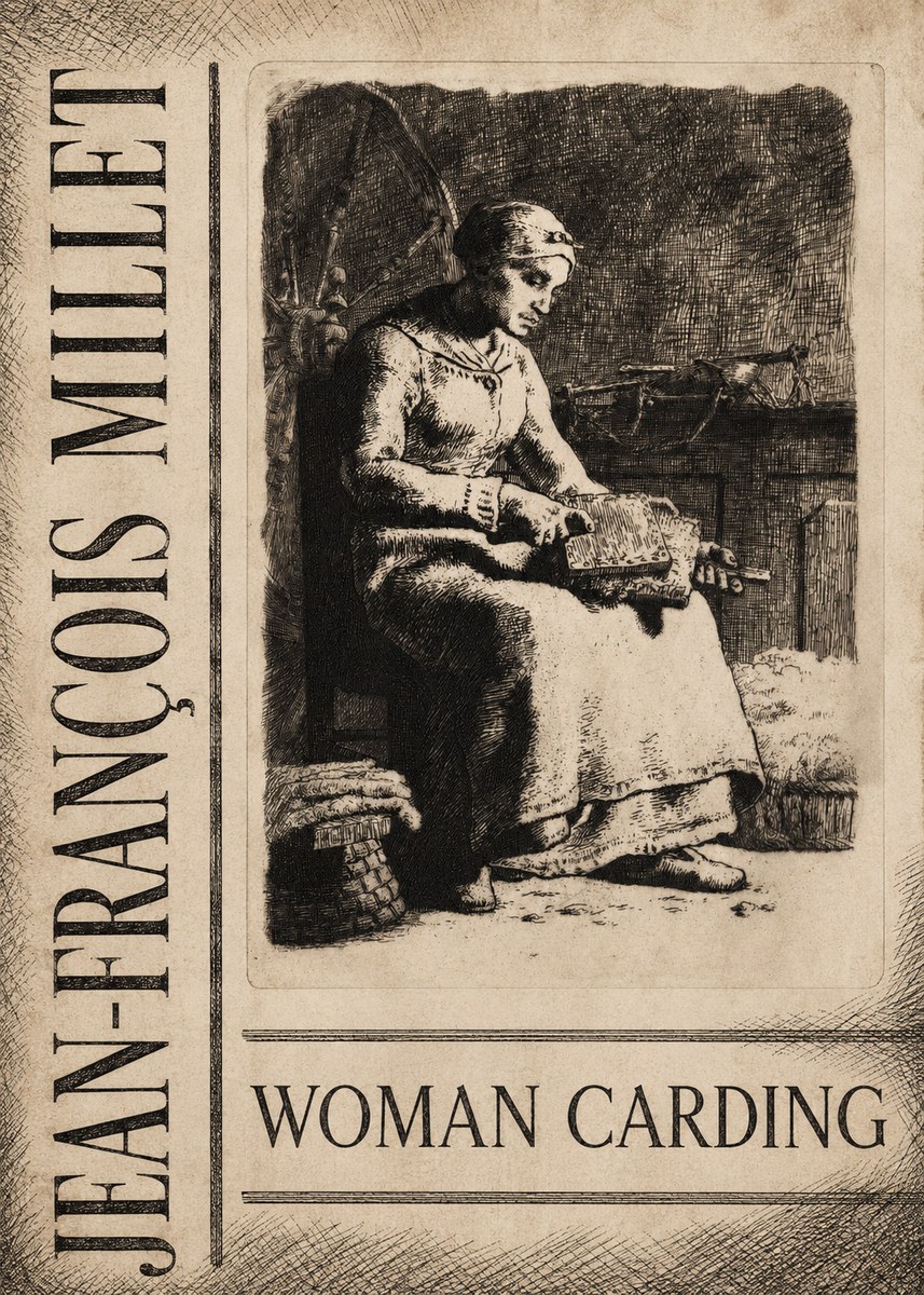 Jean-François Millet Woman Carding No4 - Poster