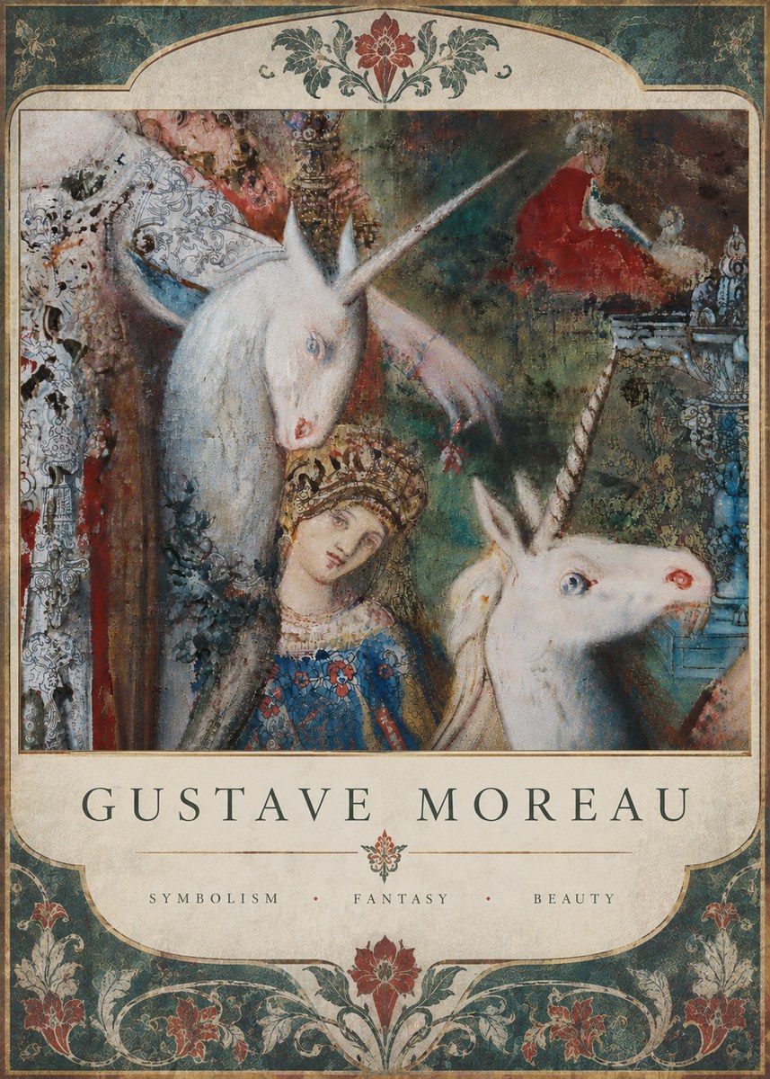 Gustave Moreau The Unicorns II No6 - Poster