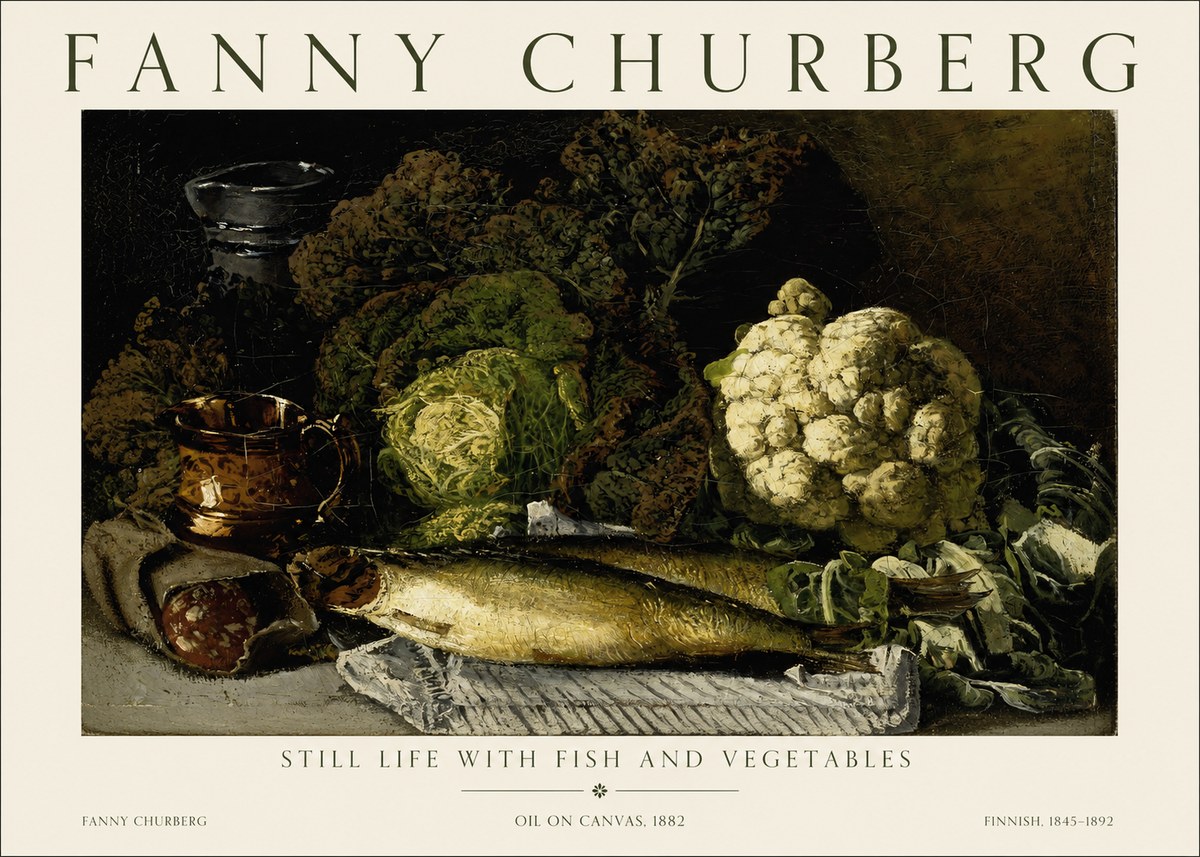 Fanny Churberg Still Life with Fish and Vegetables No1 - Poster