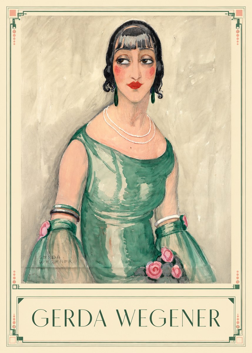 Gerda Wegener Portrait of a Woman in Green Dress No1 - Poster