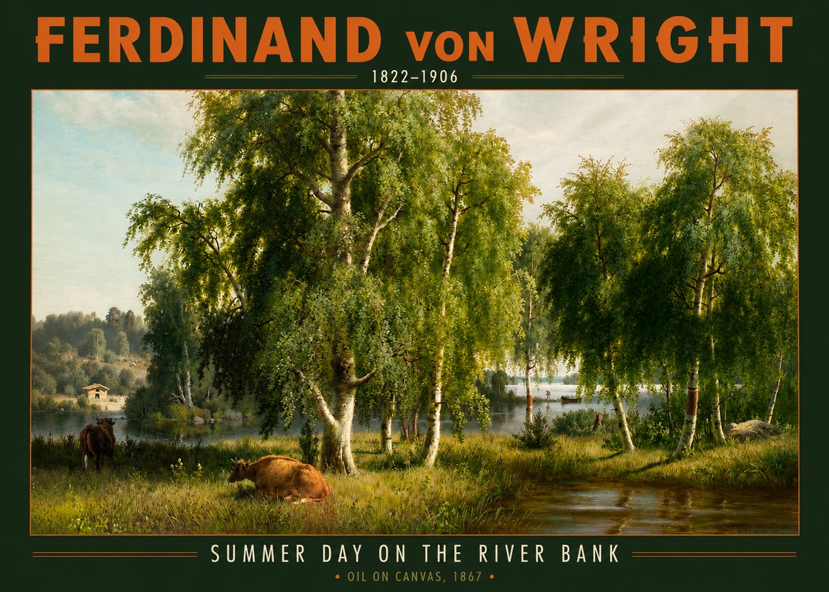 Ferdinand von Wright Summer Day on the River Bank No2 - Poster