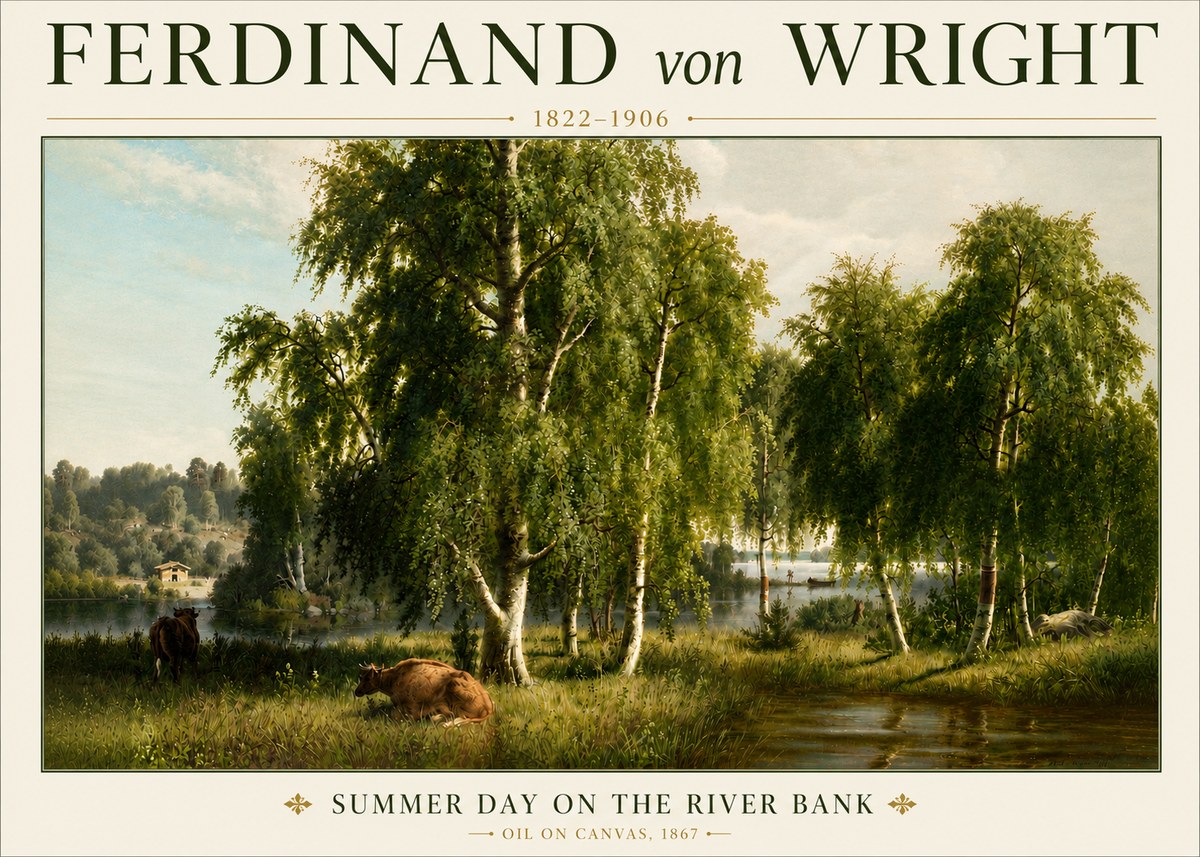 Ferdinand von Wright Summer Day on the River Bank No4 - Poster