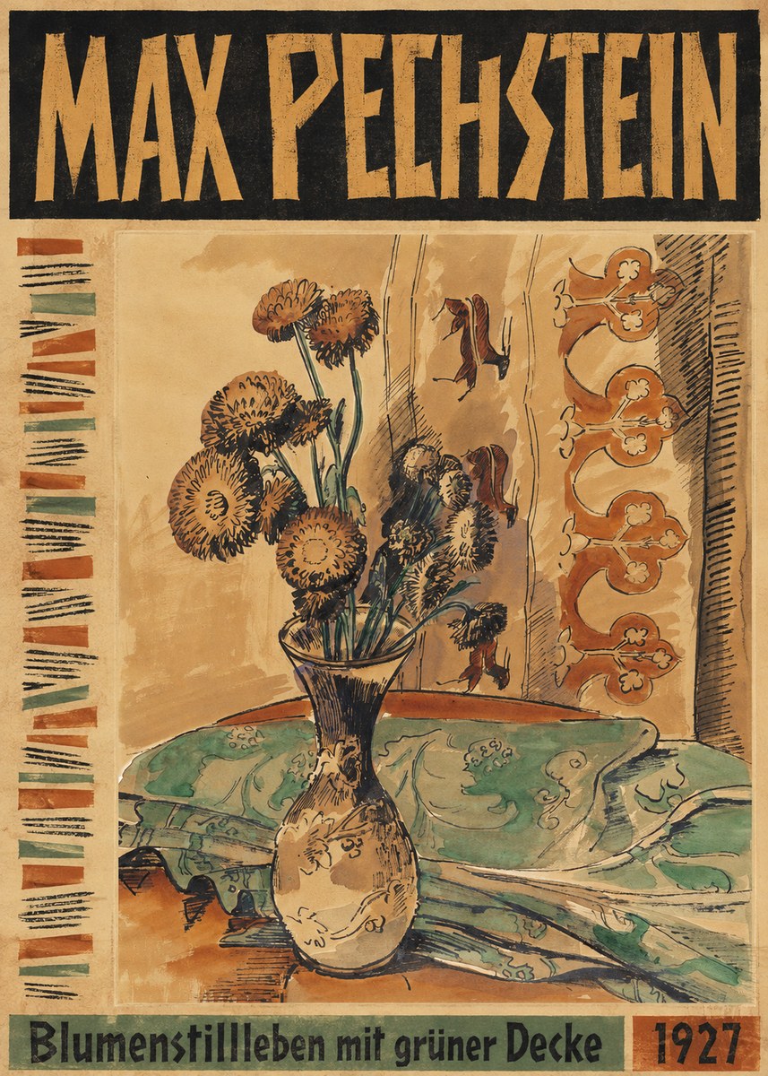 Max Pechstein Blumenstillleben Mit Grüner Decke No3 - Poster