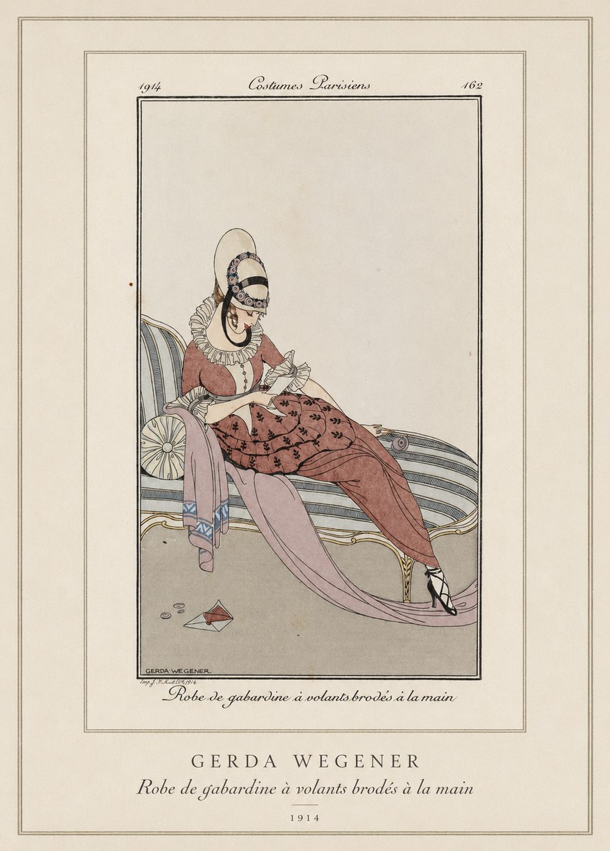 Gerda Wegener Robe De Gabardine À Volants Brodés À La Main II No3 - Poster