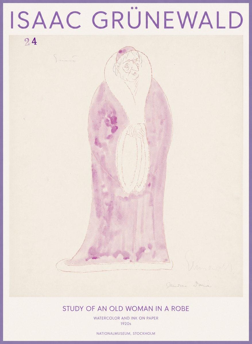 Isaac Grünewald Study of an Old Woman in a Robe No1 - Poster