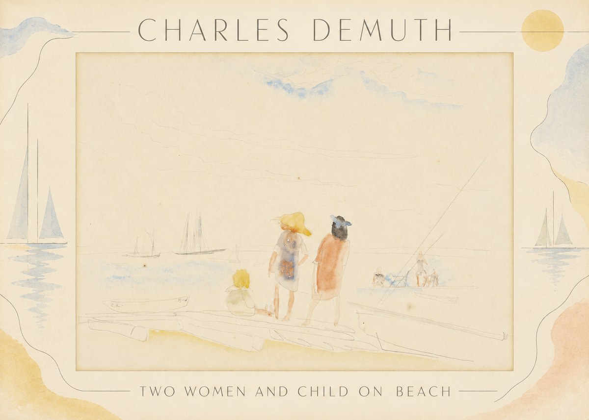 Charles Demuth Two Women and Child on Beach No3 - Poster
