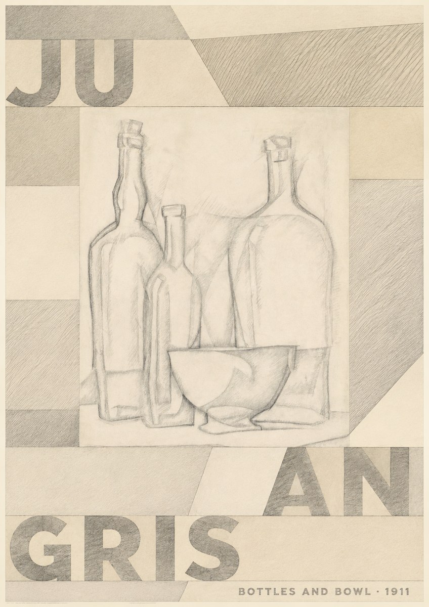 Juan Gris Bottles and Bowl No4 - Poster
