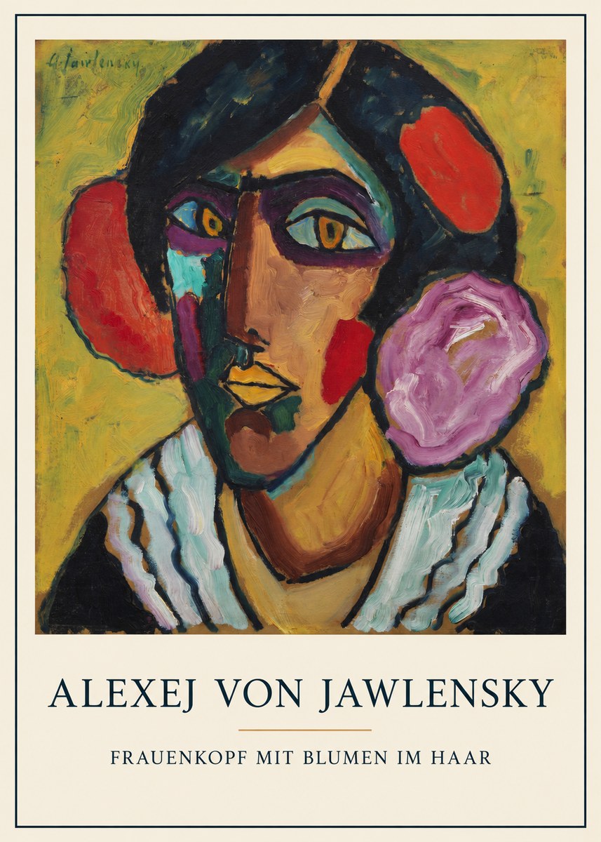 Alexej von Jawlensky Frauenkopf Mit Blumen Im Haar No5 - Poster