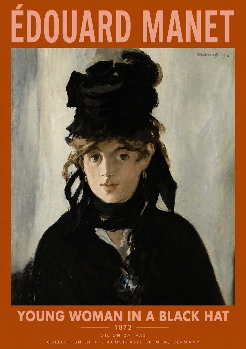 Édouard Manet Young Woman in a Black Hat I No6 - Poster