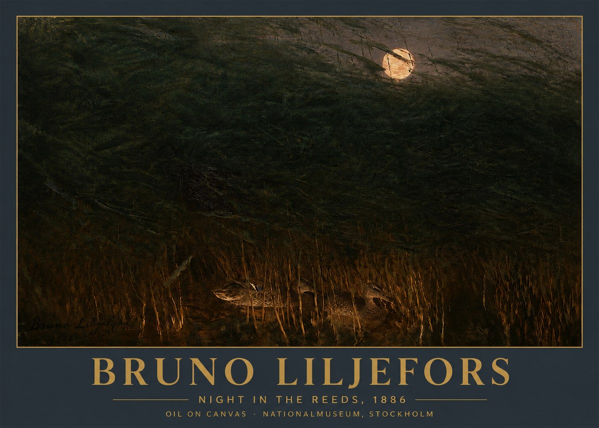 Bruno Liljefors Night in the Reeds No5 - Poster