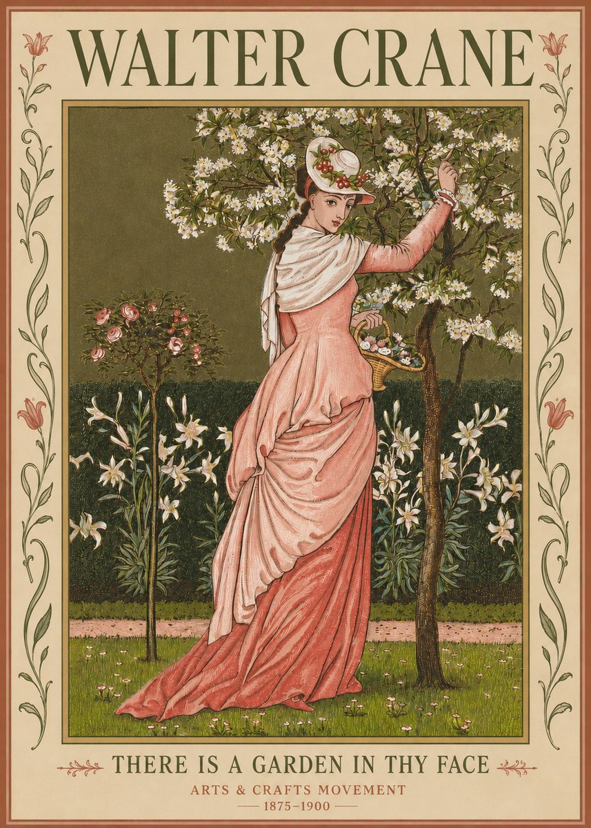 Walter Crane There Is a Garden in Thy Face I No3 - Poster