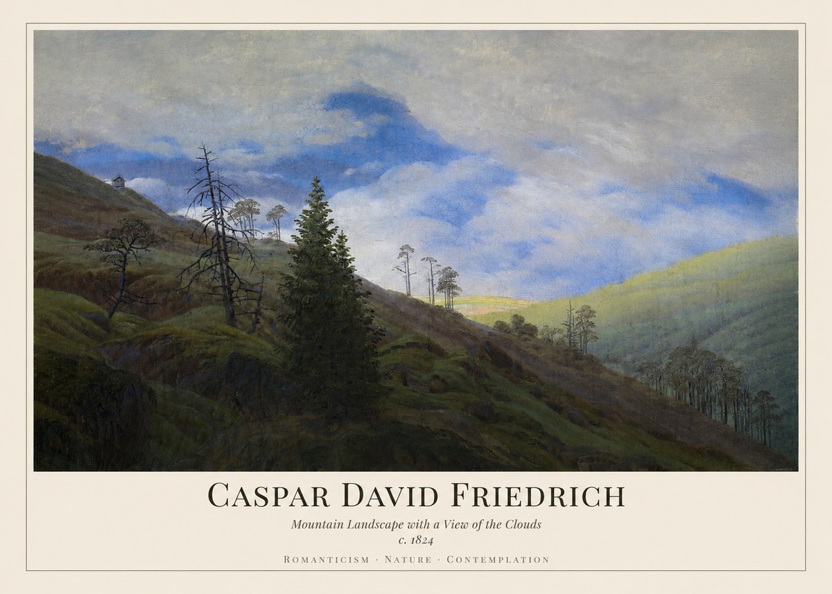 Caspar David Friedrich Mountain Landscape with a View of the Clouds No1 - Poster