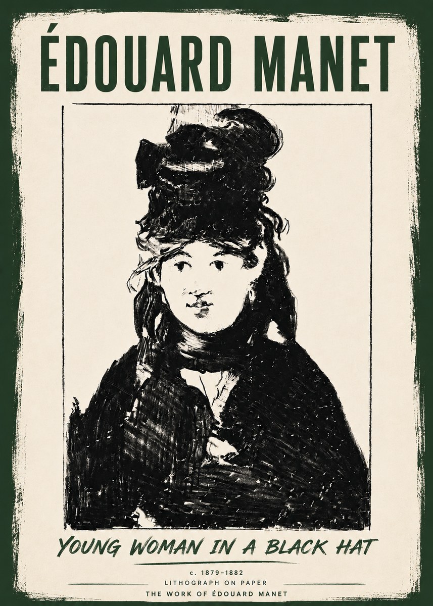 Édouard Manet Young Woman in a Black Hat II No6 - Poster