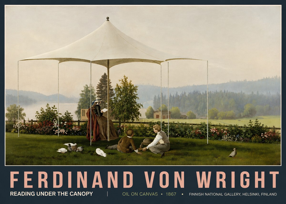 Ferdinand von Wright Reading Under the Canopy No5 - Poster