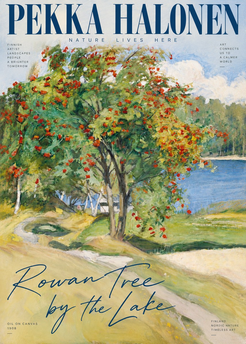 Pekka Halonen Rowan Tree by the Lake No3 - Poster
