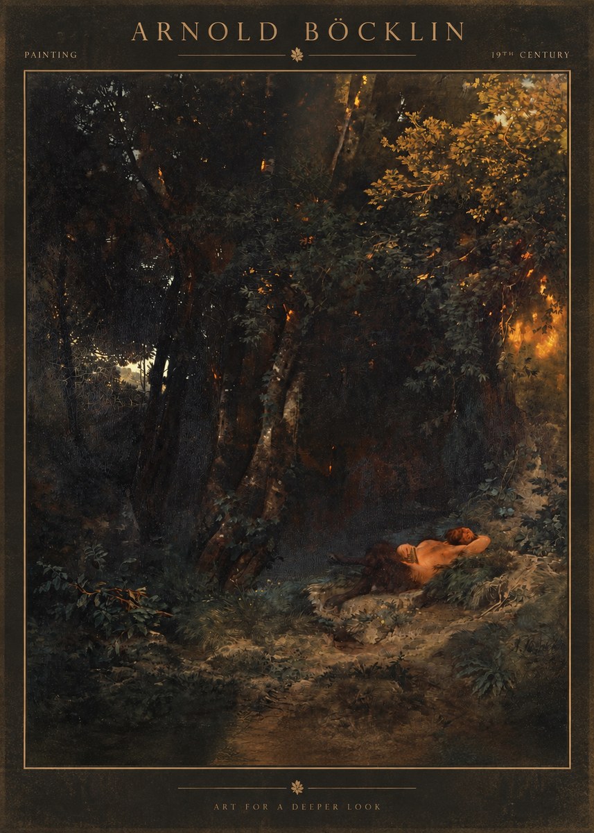 Arnold Böcklin A Faun Asleep No2 - Poster