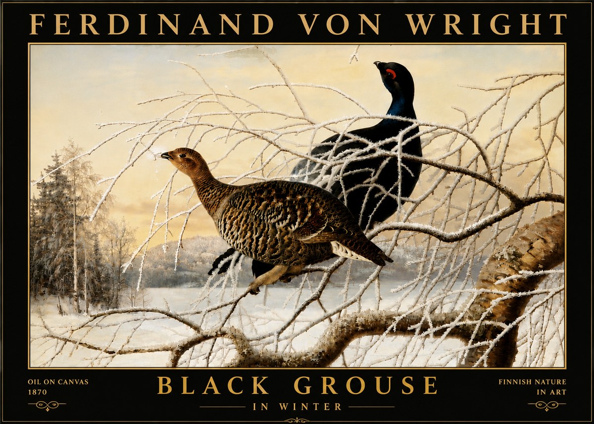 Ferdinand von Wright Black Grouse in Winter No6 - Poster