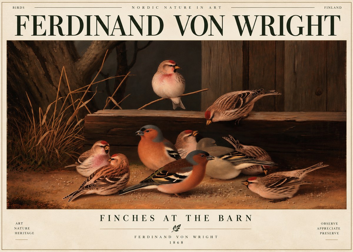 Ferdinand von Wright Finches No6 - Poster