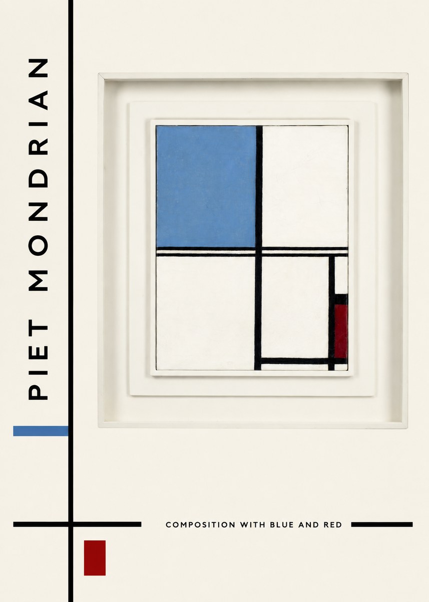 Piet Mondrian Composition with Blue and Red No2 - Poster