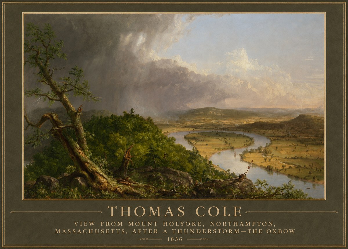 Thomas Cole View from Mount Holyoke, Northampton, Massachusetts, After a Thunderstorm—the Oxbow II No5 - Poster