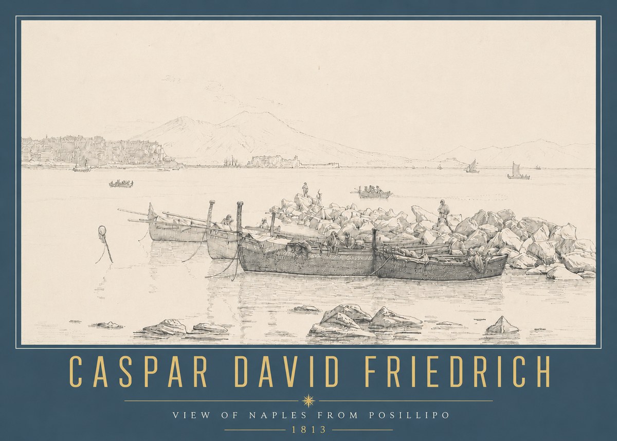 Caspar David Friedrich View of Naples from Posillipo No4 - Poster
