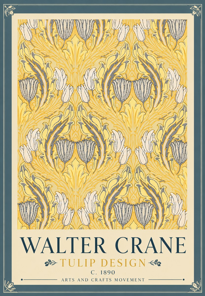 Walter Crane Tulip Design II No6 - Poster