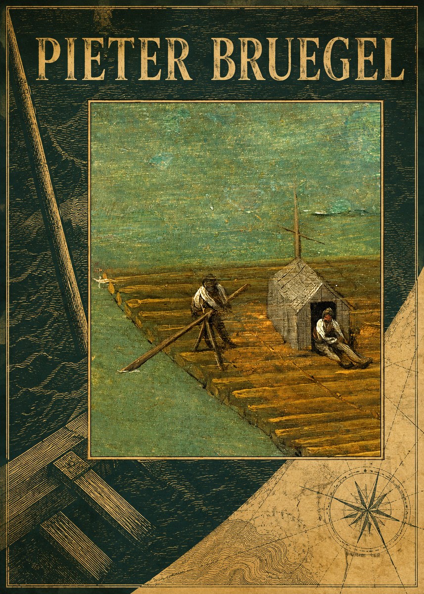 Pieter Bruegel Two Men on a Raft No4 - Poster